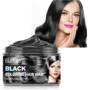 KLLALO Hair Colour Cera, Cera Temporanea per Capelli, gel colorato per capelli Uomo e Donna Lavabile, Crema Acconciatura Temporanea, acconciatura opaca naturale per la festa Halloween (#05-Nero)