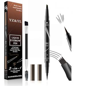 YZ&YL Penna per Sopracciglia Effetto Pelo, Eyebrow Pencil, Con Micro-punta a 4 Punte e Punta a Pennello Precisa, Waterproof, a Lunga Tenuta, Crea Una Forma Naturale Delle Sopracciglia (Marrone scuro)