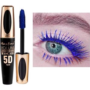 HISUNBEN Mascara viola impermeabile, 10 ml, resistente all'acqua, a lunga durata, volumizzante, per Natale, Halloween, feste, matrimoni (Tubo nero - Blu)