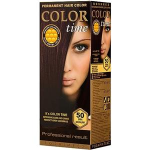 COLOR TIME | Tinta Permanente in Gel Colore Mogano Scuro 50 | Arricchita con Gelatina Reale e Vitamina C | Colorazione Permanente per Capelli | Copre i Capelli Bianchi | 100 ML