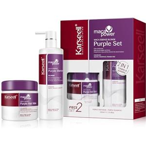 Karseell Purple Maschera Capelli & Shampoo Antigiallo Viola per Capelli Biondi, Platino, Bianchi o Grigi, 2 x 500ml