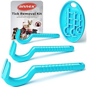 Annex Pinzetta per Rimozione Zecche per Cani, Gatti e Persone - Senza Dolore in pochi Secondi - Set di 3 Ganci con Scatola di Conservazione