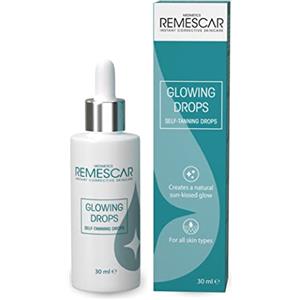 Remescar Glowing Drops 30 ml - Siero Autoabbronzante Viso per Abbronzatura Naturale e Luminosa - Gocce Autoabbronzanti da Aggiungere alla Crema Viso - Olio Abbronzante per Pelle Dorata e Uniforme