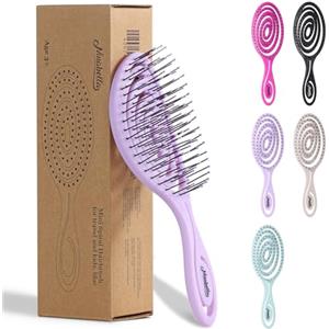 Ninabella Spazzola Capelli Districante - Spazzola Districante per Capelli Bagnati Mossi Ricci - Anti Rottura e Sciogli Nodi per Extension Donna - Design a Spirale Ergonomico - Lilla