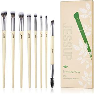 Jessup pennelli occhi Pennelli trucco Set di pennelli precisione vegani 8 pezzi ombretto polvere sfumatura eyeliner evidenziatore Capelli sintetici puri T328