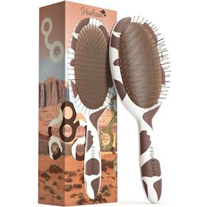 FRAMAR Spazzola Capelli Rettangolare per Donne e Uomini - Spazzola Districante per Capelli Bagnati e Asciutti - Wet Brush - Motivo Mucca