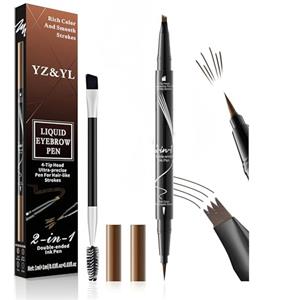 YZ&YL Penna per Sopracciglia Effetto Pelo, Eyebrow Pencil, Con Micro-punta a 4 Punte e Punta a Pennello Precisa, Waterproof, a Lunga Tenuta, Crea Una Forma Naturale Delle Sopracciglia (Marrone chiaro)
