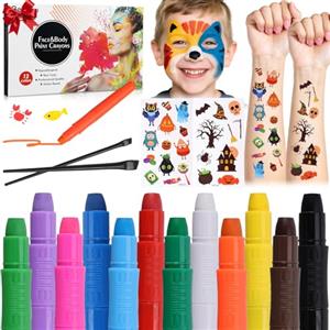 Beesjuy Set Truccabimbi, 12 Colori per Body Painting, Sicuro per Pelli Sensibili e Gravidanza, Ideale per Carnevale, Halloween, Natale, Cosplay, Trucco Lavabile, Regalo per Bambini