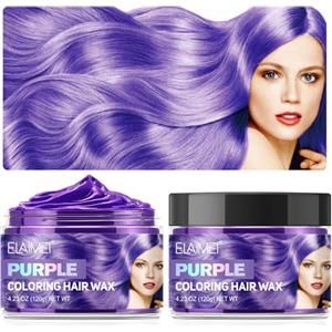 KLLALO Hair Colour Cera, Cera Temporanea per Capelli, gel colorato per capelli Uomo e Donna Lavabile, Crema Acconciatura Temporanea, acconciatura opaca naturale per la festa Halloween (#04-Viola)