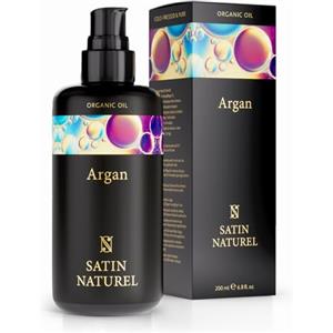 Satin Naturel Olio di Argan 200ml - 100% Puro e Vegano - Ricco di Vitamina E - Maschera capelli Ristrutturante - Ripristina i capelli danneggiati - Uso con Termoprotettore capelli - Spremuto a Freddo