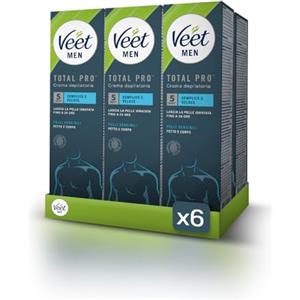 Veet Men Crema Depilatoria per Uomo Pelli Sensibili, 200 ml, 6 confezioni, Maxi formato