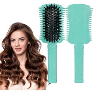 LOPHE Spazzola per Capelli Curva, Spazzola Setole Cinghiale Capelli Professionale, Spazzola per Ricci Multifunzionale, Uso bagnato e asciutto spazzola Districante per Ogni Tipo di Capelli.(verde）