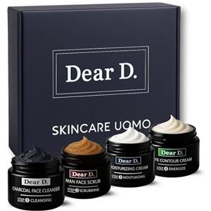Dear D. Dear D Box Kit Skincare Per Il Viso Superior | 4 Step Routine Completa Con Face Wash, Scrub Viso, Crema Idratante, Crema Contorno Occhi | Set creme uomo Made In Italy