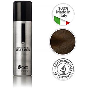 Kmax Concealing Color Spray capelli castano medio, Spray ricrescita capelli Bianchi, per diradamento uomo donna, Ritocco colore capelli facile da applicare e reresistente all'acqua - 100 ml