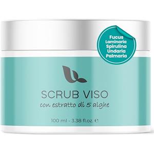 Leucosia Phytocosmetics Leucosia Scrub Viso Esfoliante Delicato allo Zucchero con Complesso 5 Alghe Marine, 100ml, Peeling Viso Naturale per Pelle Luminosa e Levigata, Ideale per Skin Care Uomo e Donna, Made in Italy