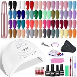 JODSONE Set di smalti per unghie in gel da 36 pezzi Set di frese per unghie a luce UV per principianti Superficie lucida Facile da applicare Texture opaca Kit per manicure tutto in uno…