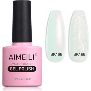 AIMEILI Pearl Shell Smalto per Unghie, Bianco Perlato Smalto Semipermanente per Unghie Glitter Shimmer Mermaid Gel Soak Off UV LED Effetto Perla e Effetto Spirale - (166) 10ml