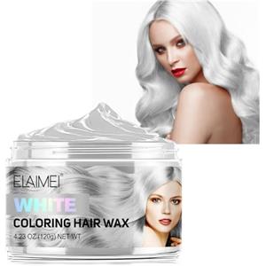 KLLALO Hair Colour Cera, Cera Temporanea per Capelli, gel colorato per capelli Uomo e Donna Lavabile, Crema Acconciatura Temporanea, acconciatura opaca naturale per la festa Halloween (#07-Bianco)
