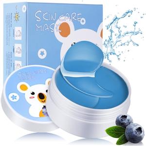 LOPHE Patch Occhi, 60 Pezzi Eye Patch Maschera Occhiaie e Borse, Collagene Patches Occhi per Rimuovi Puffiness, Idrata Anti-Età(Blu)