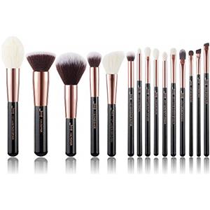 Jessup T160 Set professionale di 15 pennelli da trucco, oro rosa/nero, per fondotinta, cipria, definer, shader, liner