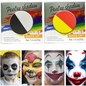 HISUNBEN Trucco professionale per viso e corpo | Pittura professionale a colori | Pittura viso per bambini, adulti, costumi, festival, Halloween 30G (nero + bianco rosso + giallo 2 pezzi)