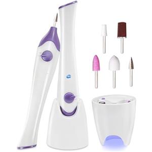 SIMPLETEK - Fresa per Unghie Professionale Elettrica TB-1335 | Kit Manicure con UV/LED | Portatile e Senza Fili | Colore Bianco e Viola