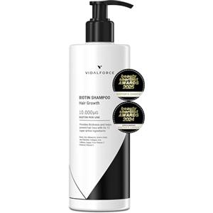 VIDALFORCE Shampoo Biotina 10000 mcg I Premio miglior shampoo Anticaduta 2024/2025 con Zinco, Saw Palmetto, Ferro, Rame o Caffeina I Shampoo Senza Solfati Né Parabeni Né Siliconi. XXL 400ml