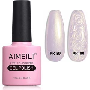AIMEILI Pearl Shell Smalto per Unghie, Bianco Perlato Smalto Semipermanente per Unghie Glitter Shimmer Mermaid Gel Soak Off UV LED Effetto Perla e Effetto Spirale - (168) 10ml