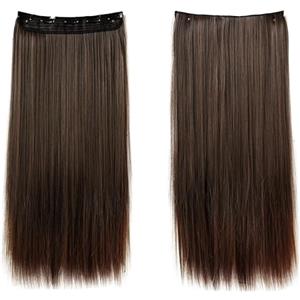 CAISHA 60cm Clip In Un Unico Pezzo Nell'estensione Dei Capelli Pezzo Di Capelli Sintetici Mezza Parrucca Liscio Miscela Marrone C59