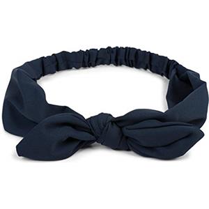 styleBREAKER Fascia per capelli da donna in tinta unita con fiocco e fascia elastica, fascia per fronte, fascia per capelli, Pinup, Rockabilly 04026035, colore:Blu scuro