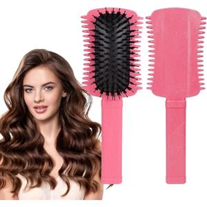 LOPHE Spazzola per Capelli Curva, Spazzola Setole Cinghiale Capelli Professionale, Spazzola per Ricci Multifunzionale, Uso bagnato e asciutto spazzola Districante per Ogni Tipo di Capelli.(magenta）