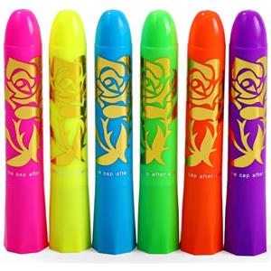 HISUNBEN Fluorescenti Matite Trucco per Viso e Corpo, 6 Colori Lavabile UV Fluorescente Colorato Neon Kit, Pittura Corpo Sicuro e Non Tossico per Feste di Compleanno, Cosplay, Halloween e Natale