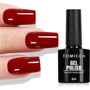 TOMICCA Smalto Semipermanente Unghie UV Rosso Colori 8 ML Gel Smalto UV LED Soak Off Manicure Gel Lacquer Varnish