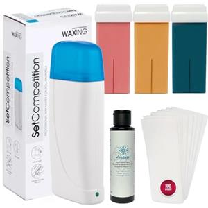 Anyskin Kit Scaldacera Rullo Professionale - Contiene 3 Ricarica Ceretta Rullo Liposolubile Aloe, Rosa e Argan + Anyskin Olio Dopocera 100ml e Strisce Depilatorie Tnt 100pz