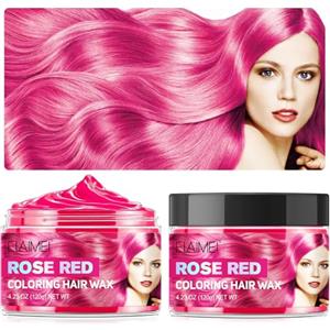 KLLALO Hair Colour Cera, Cera Temporanea per Capelli, gel colorato per capelli Uomo e Donna Lavabile, Crema Acconciatura Temporanea, acconciatura opaca naturale per la festa Halloween (#01-Rosso rosa)