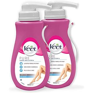 Veet Crema Depilatoria Pelli Sensibili, per Gambe, Braccia, Ascelle e Zona Bikini 400 ml, Maxi formato, 2 confezioni