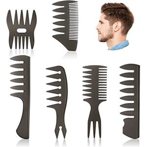 URAQT Pettine per lo styling per uomo, 6 Pz Set di Pettini Multifunzionali, per Capelli Maschili in Plastica Premium per Salone Parrucchiere Uso Domestico per Uomini e Donne
