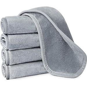 URAQT Confezione da 5 salviette struccanti microfibra riutilizzabili, lavabili, ultra morbide per la pulizia del viso (grigio)