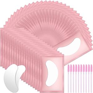 URAQT Patch Occhi Extension, 50 Paia Occhi da Ciglia Finte Eye Gel Patches Eye Pads con 10 Scovolino Ciglia, Patch Occhi Trucco Patch Ciglia per Extension Ciglia e Pro Salon Eye Mask Beauty Tool(Rosa)
