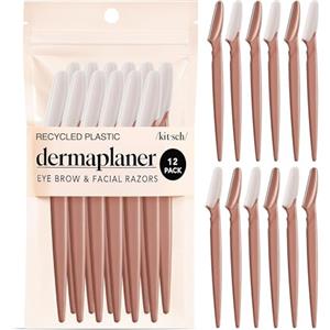 Kitsch Dermaplaning Tool - Rasoi per il viso da donna, rasoio per sopracciglia e viso per donne, depilazione facciale per donne, rasoio Dermaplane per viso, 12 pezzi (terracotta)