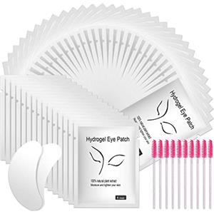 URAQT Patch Occhi Extension, 50 Paia Occhi da Ciglia Finte Eye Gel Patches Eye Pads con 10 Scovolino Ciglia, Patch Occhi Trucco Patch Ciglia per Extension Ciglia e Pro Salon Eye Mask Beauty Tool
