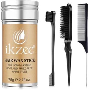 KLLALO Maschera base olio Bastone di Cera per Capelli,75 g gel capelli e 3 Pezzi Spazzola Capelli KitDoppio Bordo Pettine,Parrucche Bordo Controllo Slick Stick Non Grassa Styling Pomata e Pettine a Coda Topo