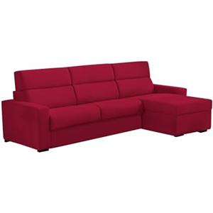 Talamo Italia -Divano letto con penisola Nuccia, Sofà angolare trasformabile per salotto, imbottito, sfoderabile, Qualità 100% Made in Italy, 280x160 h100 cm, Rosso