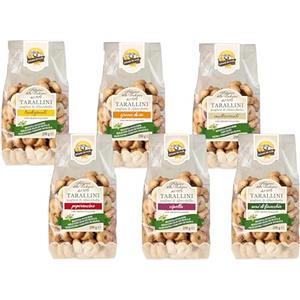 GOLOSITÁ DEI TRULLI Golosità dei Trulli | Taralli Pugliesi con Olio Extravergine di Oliva, 6 Confezioni da 250 gr | Tarallini per Aperitivo, Snack Salati | Gusti Assortiti