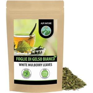 Alpi Nature Foglie di Gelso Bianco Tisana 125g, Foglie di Gelso Essiccate e Tagliate, Tè Sfuso