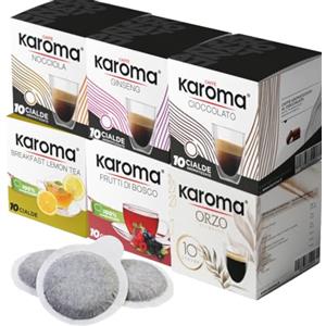 Caffè Karoma Karoma Mix Cialde 60 Aromatizzate 6 Gusti (Cioccolato-Ginseng-Nocciola-Frutti Di Bosco- Lemon Te-Orzo)