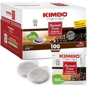 Kimbo Macinato Fresco - 100 Cialde ESE 44mm con Puro Caffè Torrefatto in Italia