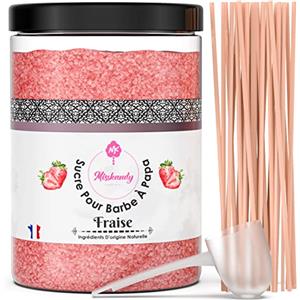 MK Misskandy since 2019 Misskandy- Zucchero Colorato per Zucchero Filato 1,4KG Fragola (Aromi e Colori Naturali) per Macchina+ 50 bastoncini