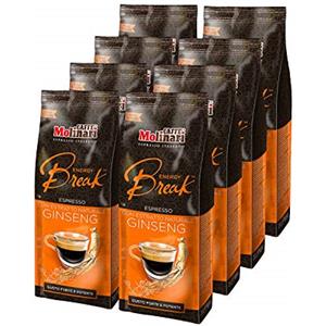 Caffe Molinari Caffè Molinari® Preparato a Base di Miscela di Caffè Macinato - per Bevanda al Caffè, con Estratto Naturale di Ginseng (Confezione da 8 sacchetti da 250gr)