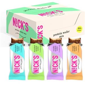 N!CK'S NICKS Sport mix Barrette di wafer proteico | 25% di proteine | 203 calorie | Low carb barretta proteica al cioccolato senza zuccheri aggiunti e glutine (9 barrette proteiche x 40g)